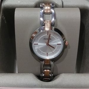 Fossil watch NWOT silver and rose gold